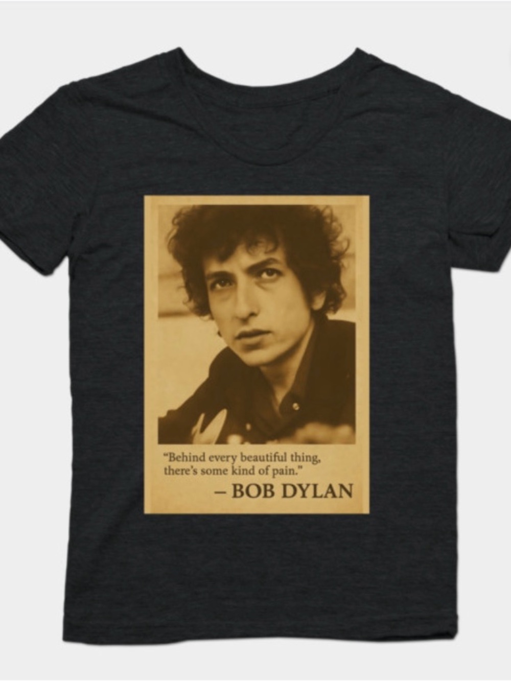 Black Graphic Bob Dylan Quote T‑Shirt - Womens that fits a size mdm